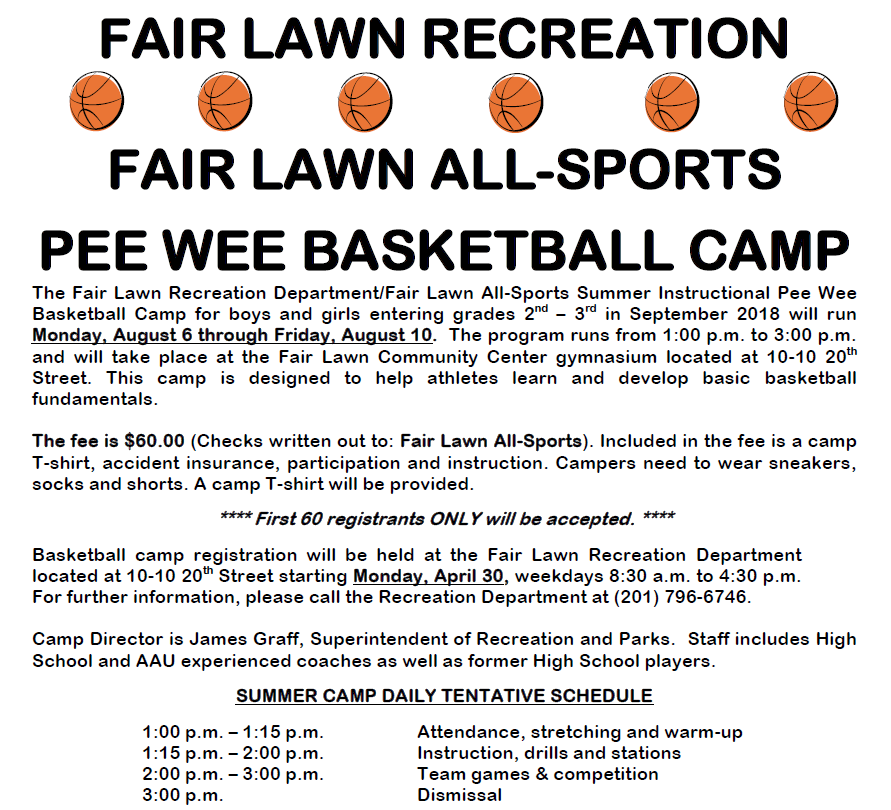 Pee wee camp 2018
